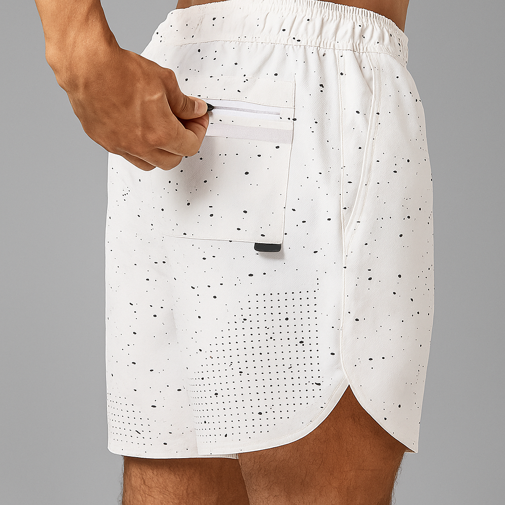 Alpha Lift Elite Series | "Duality" Training Shorts | White Splatter