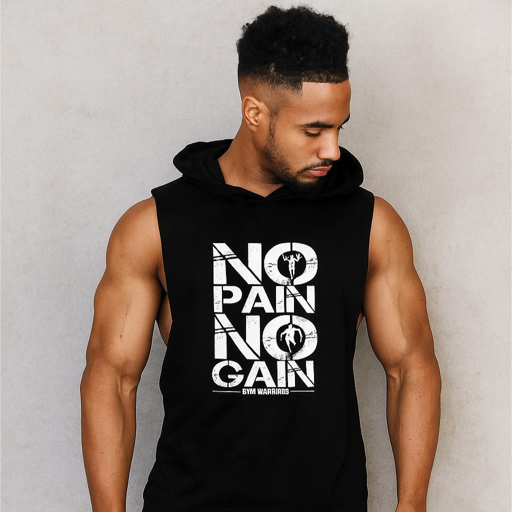 Alpha Lift "No Pain No Gain" Assorted Hooded Tank | Black