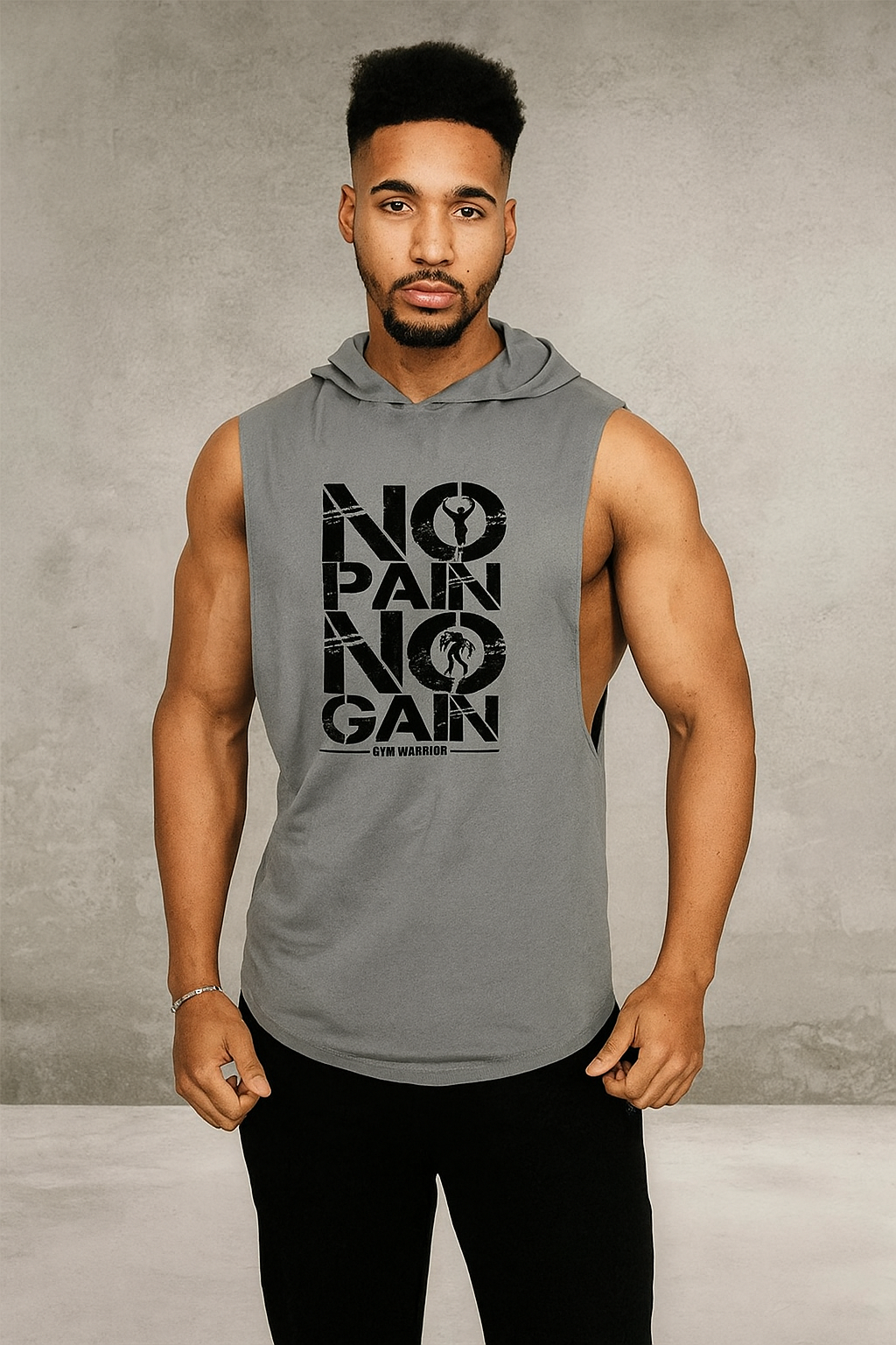 Alpha Lift "No Pain No Gain" Assorted Hooded Tank | Black
