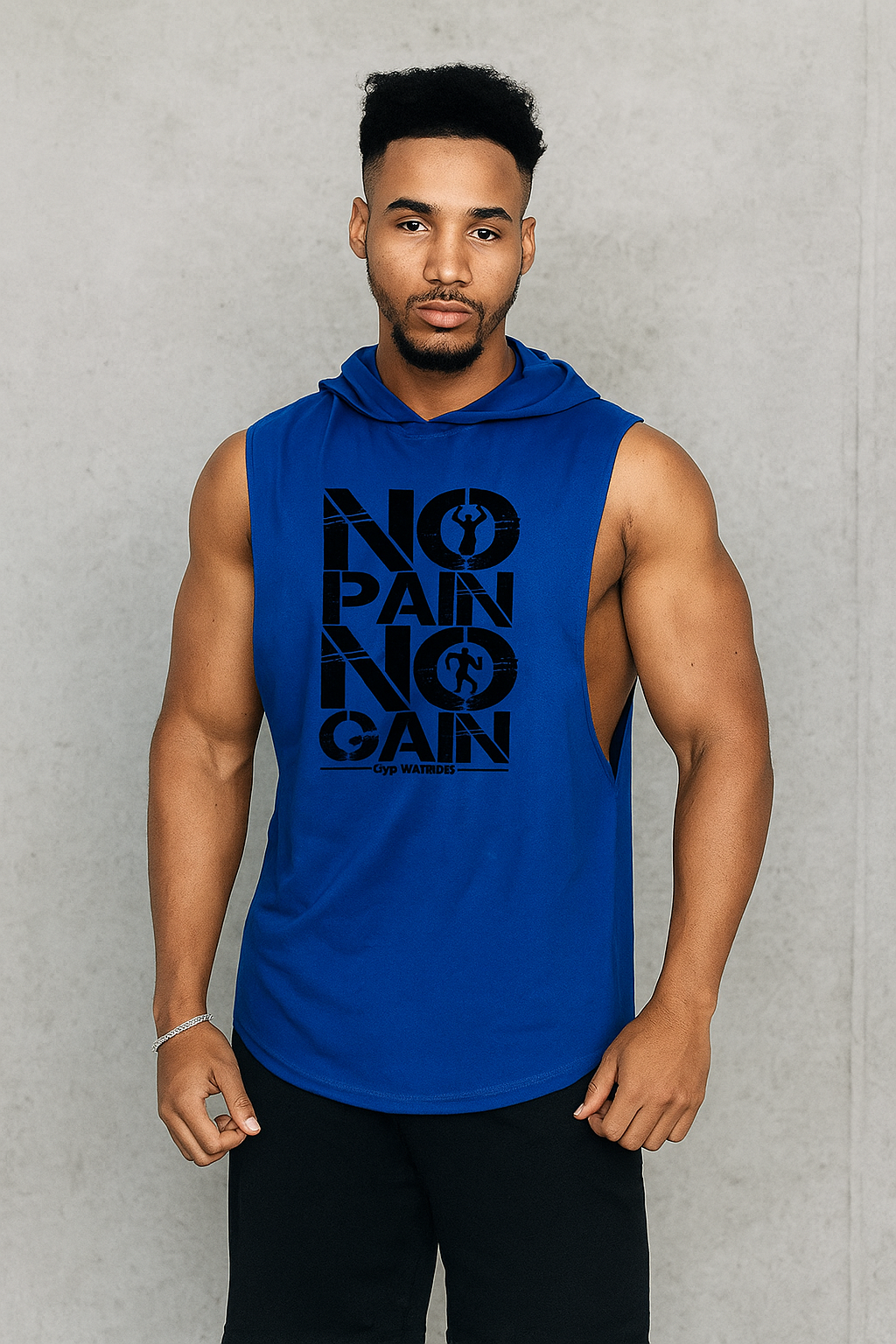 Alpha Lift "No Pain No Gain" Assorted Hooded Tank | Black