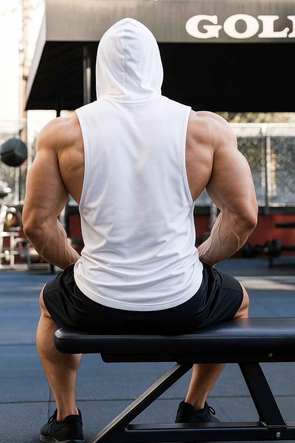 Alpha Lift "No Pain No Gain" Assorted Hooded Tank | White