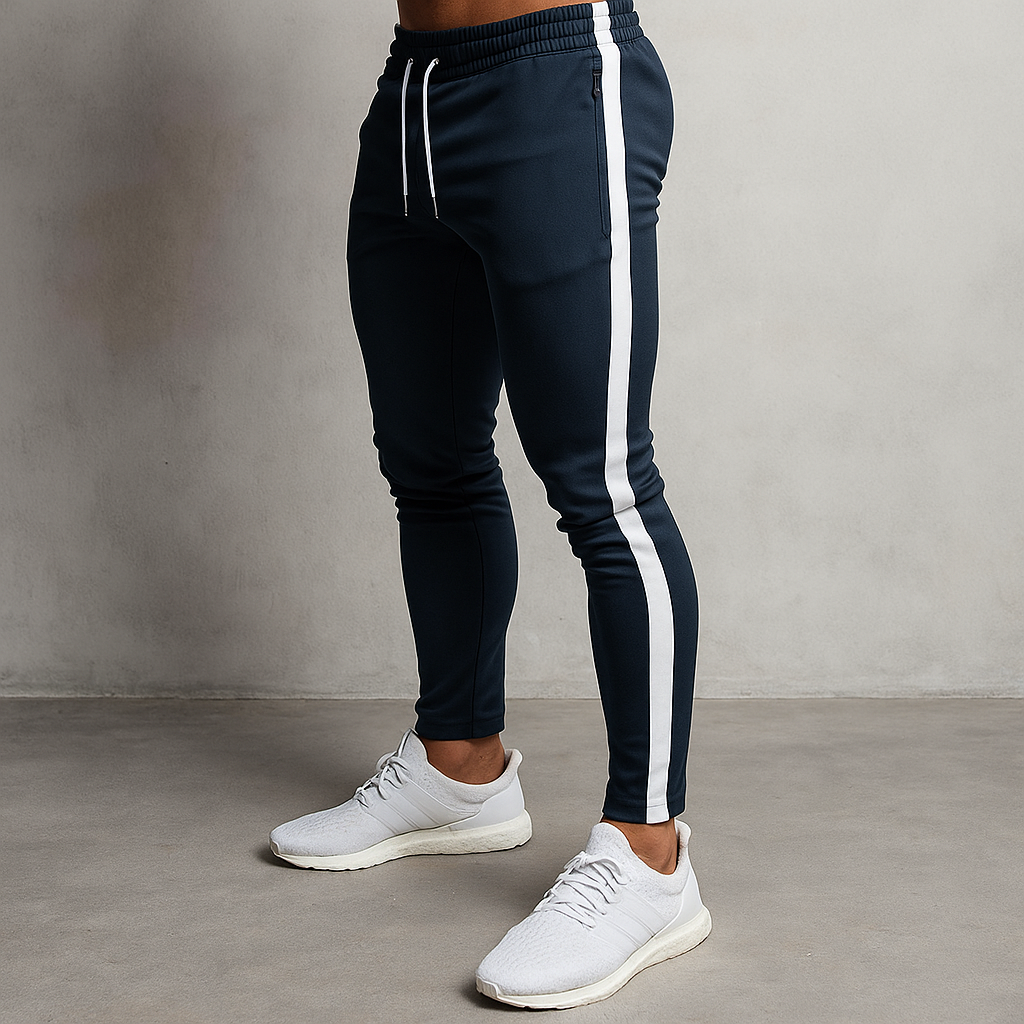 Alpha Lift Elite "Mithril" Stripe Joggers | Premium Series | Navy Blue