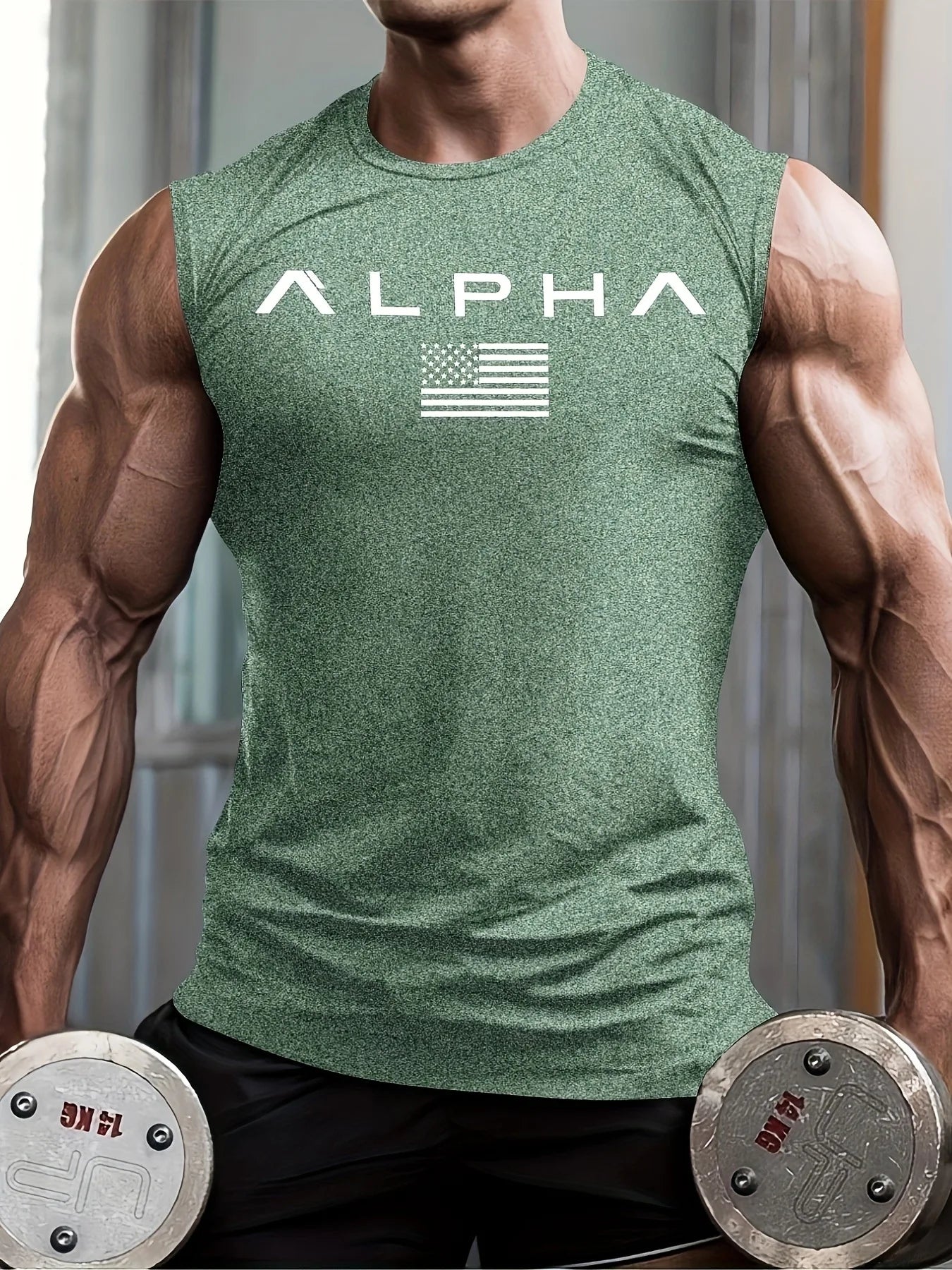 Alpha Lift American Flag Performance Tank - 4-Way Stretch Muscle Fit | Black