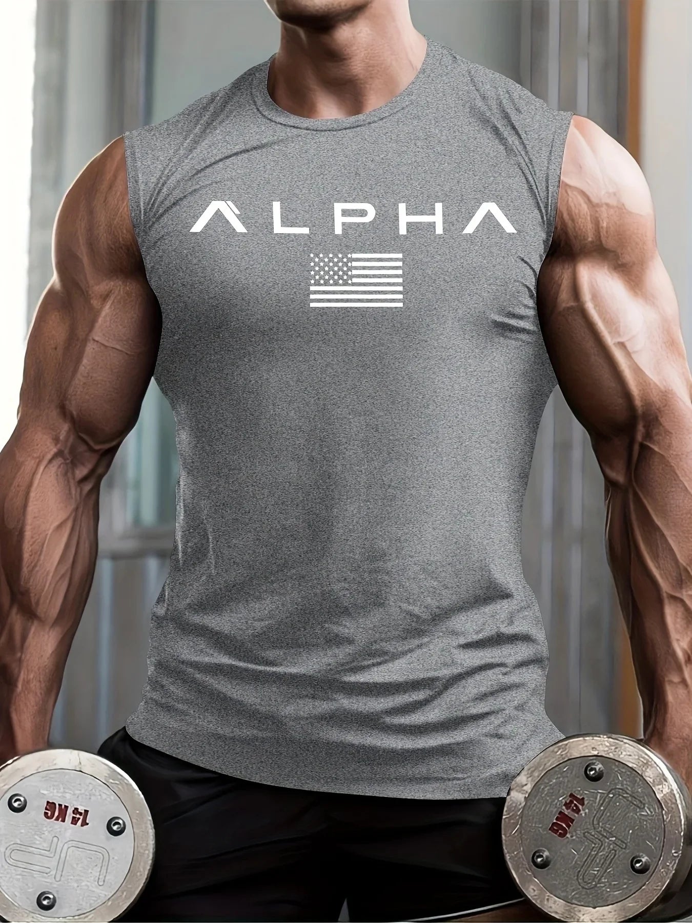 Alpha Lift American Flag Performance Tank - 4-Way Stretch Muscle Fit | Red