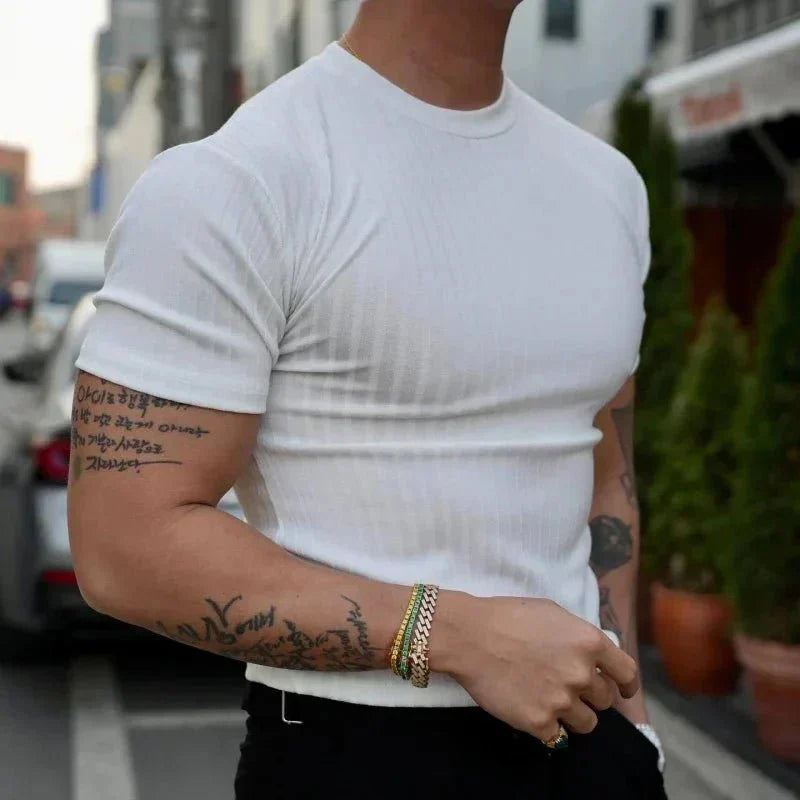 AlphaLift "Boulevard" Luxury Fitted Muscle Tee | Black - Official AlphaLift Fit