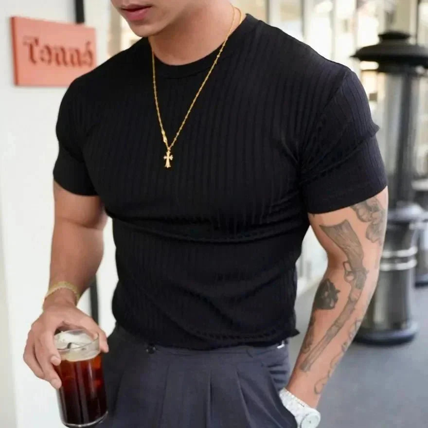 AlphaLift "Boulevard" Luxury Fitted Muscle Tee | Black - Official AlphaLift Fit