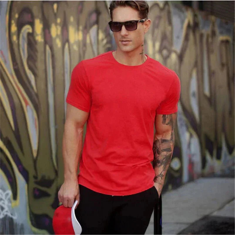 AlphaLift "Calabasas" Fitted Muscle Tee | Blue - Official AlphaLift Fit