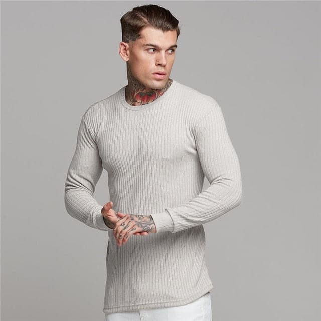AlphaLift "Dallas" Long Sleeve Fitted Knit | Blue - Official AlphaLift Fit