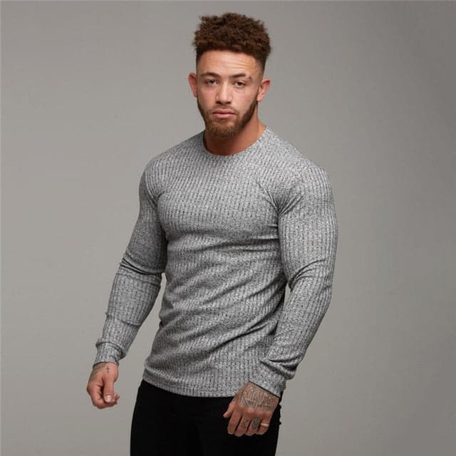 AlphaLift "Dallas" Long Sleeve Fitted Knit | Blue - Official AlphaLift Fit