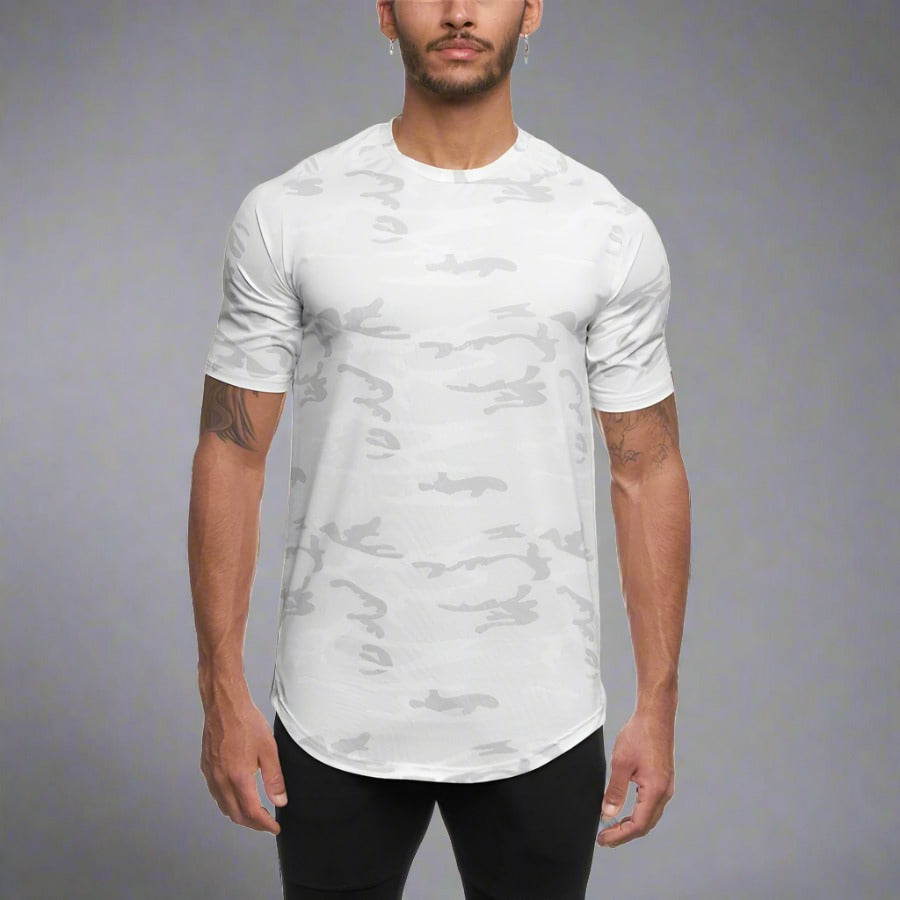 AlphaLift Elite "Elusive" Fitted T-Shirt | White Camo - Official AlphaLift Fit